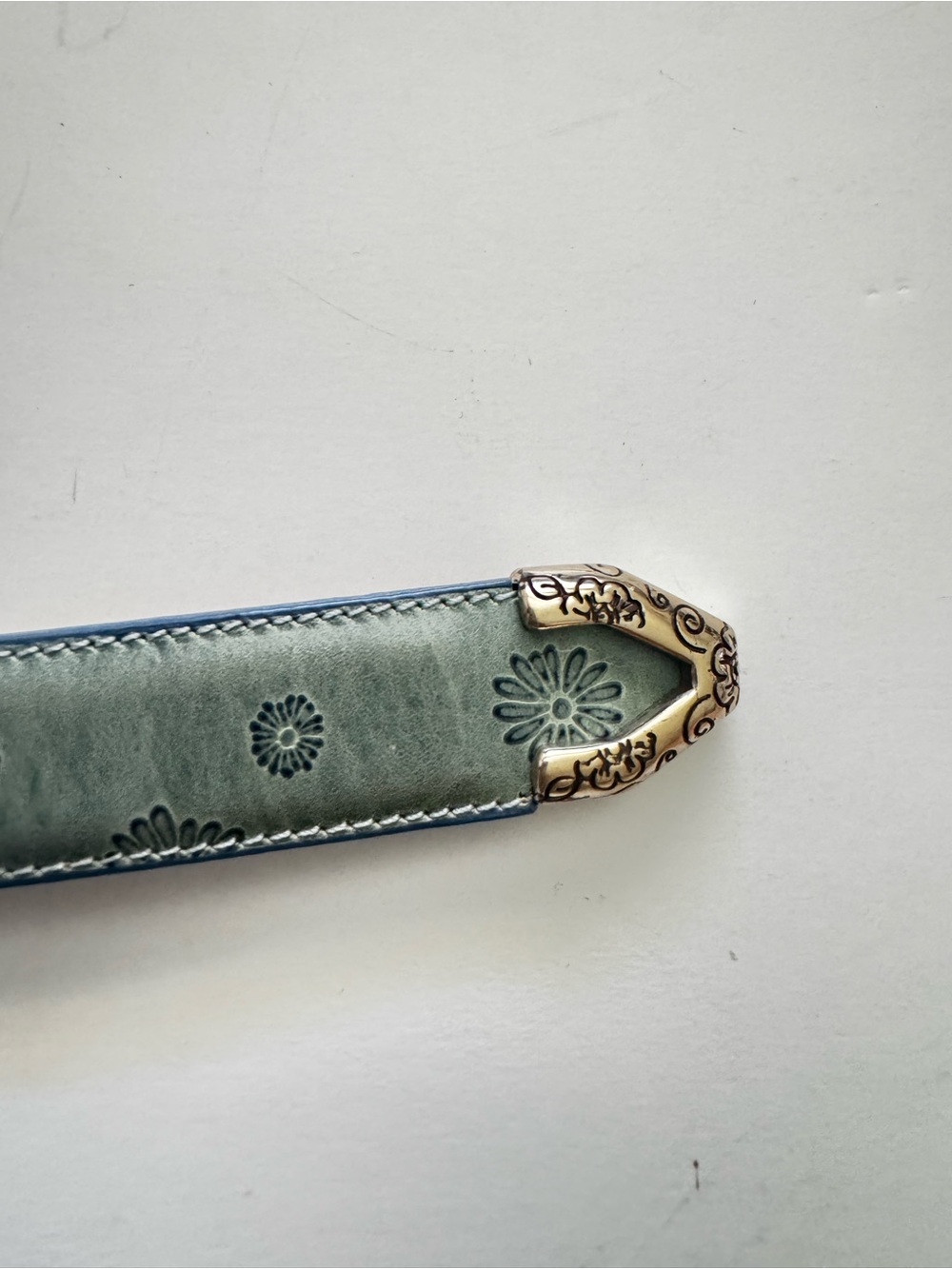 Brighton Blue Floral Leather Daisy Charms Belt size ML 32 - Picture 5 of 7